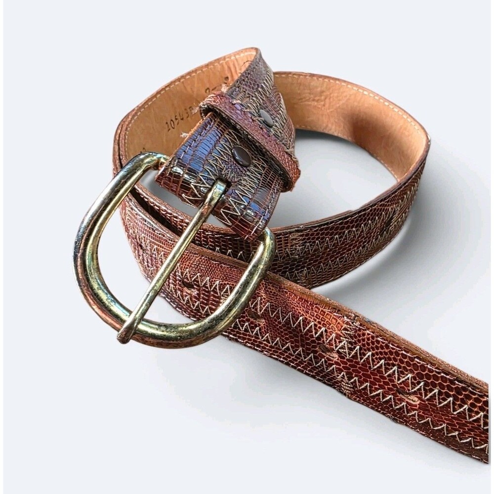 Vintage Tony Lama Lizard Patchwork Leather Belt 30 Western Cowgirl Cowboy